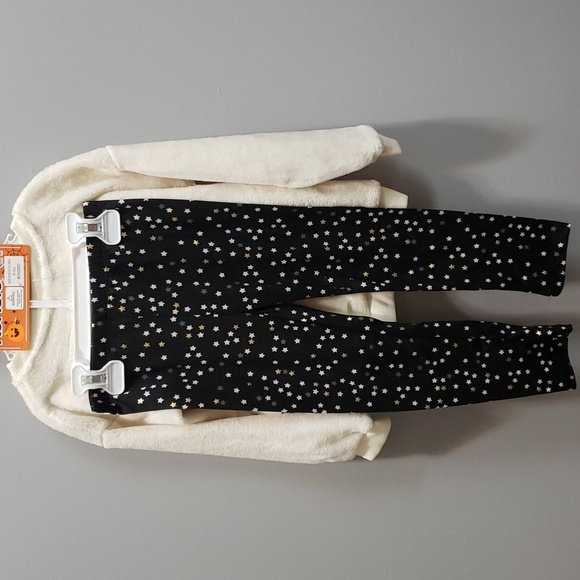 Kensie Girl 3-piece Plush Cream Top with Cat, Star Print Leggings, Headband - Picture 4 of 8